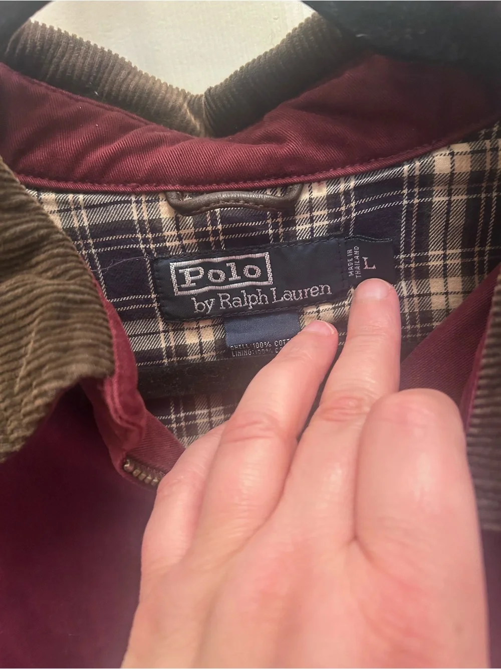 EUC Polo-Ralph Lauren 90’s Vintage Burgundy Harrington Jacket w/Brown Collar. L